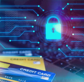 A vibrant promotional graphic for 'Integrating Cybersecurity into Your Small & Midsize Business Continuity Plan'. It features three dynamic panels: one showing two professionals discussing over computer screens, a central image of a digital lock symbolizing cybersecurity, and a third panel illustrating a hand interacting with a futuristic holographic interface. The Cybernod logo is present, indicating a focus on advanced cyber protection solutions.