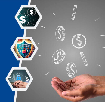 Graphic showing 'Affordable Cybersecurity Strategies for Small Enterprises' with icons of a shield for protection, a house for home business, and coins for affordability, implying cost-effective security measures.