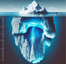 Visual representation of the deep web, showing iceberg layers to illustrate the surface web, deep web, and dark web