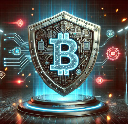 Stylised digital shield protecting blockchain systems from cyber threats, used to illustrate cybersecurity for businesses in a Web3 environment.
